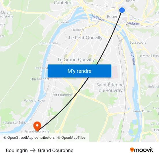 Boulingrin to Grand Couronne map