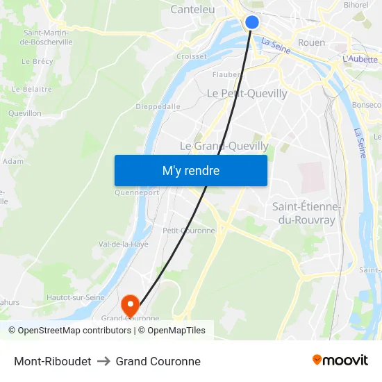 Mont-Riboudet to Grand Couronne map