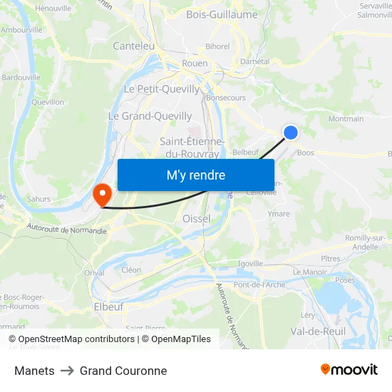 Manets to Grand Couronne map