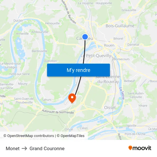 Monet to Grand Couronne map