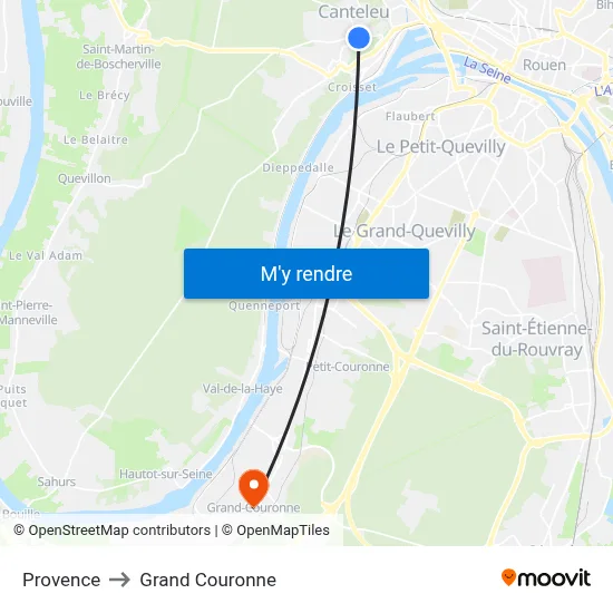 Provence to Grand Couronne map