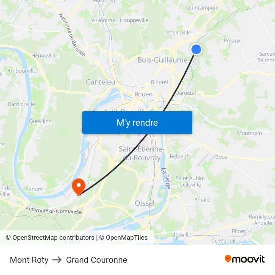 Mont Roty to Grand Couronne map