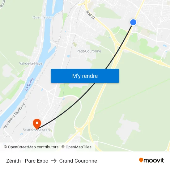 Zénith - Parc Expo to Grand Couronne map
