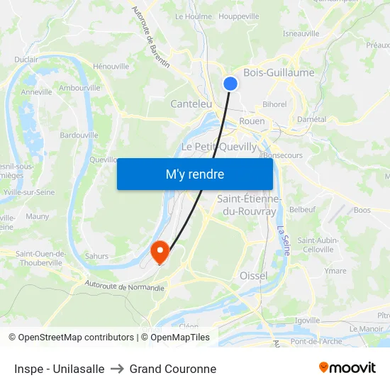 Inspe - Unilasalle to Grand Couronne map