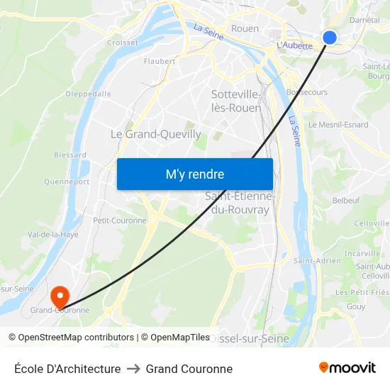École D'Architecture to Grand Couronne map