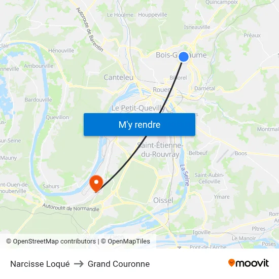 Narcisse Loqué to Grand Couronne map