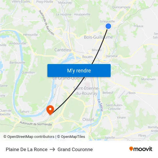 Plaine De La Ronce to Grand Couronne map
