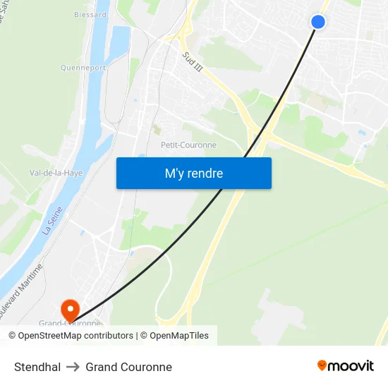 Stendhal to Grand Couronne map