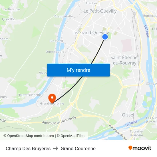 Champ Des Bruyères to Grand Couronne map
