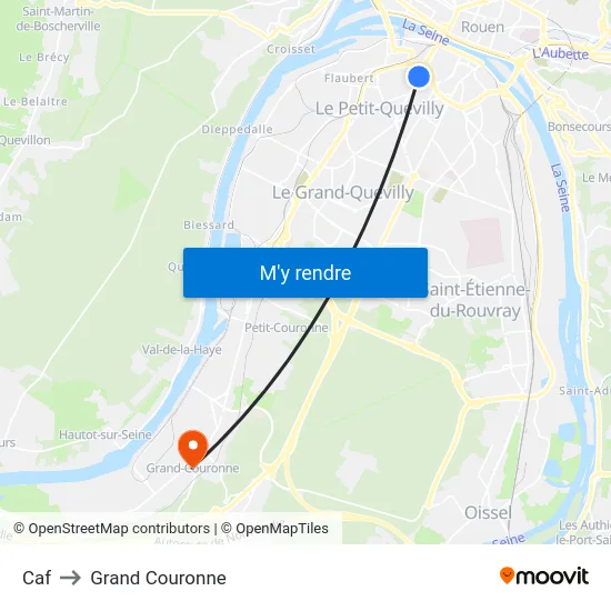 Caf to Grand Couronne map