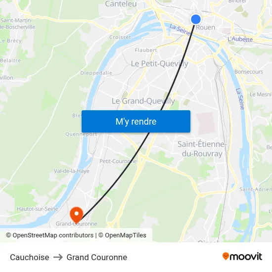 Cauchoise to Grand Couronne map