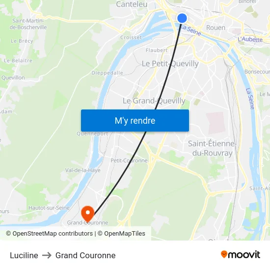 Luciline to Grand Couronne map