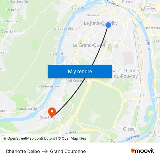 Charlotte Delbo to Grand Couronne map