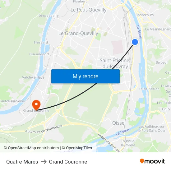Quatre-Mares to Grand Couronne map