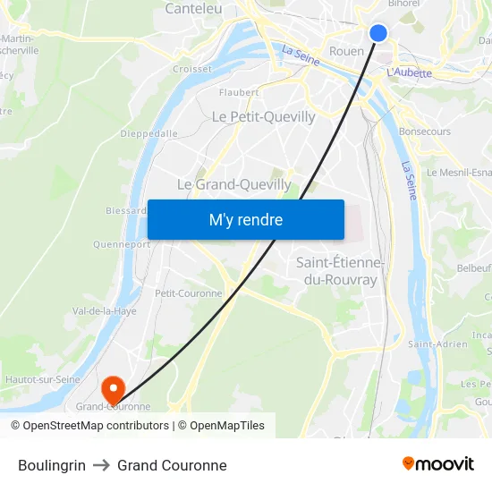 Boulingrin to Grand Couronne map