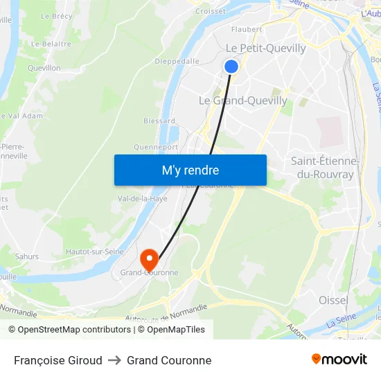 Françoise Giroud to Grand Couronne map