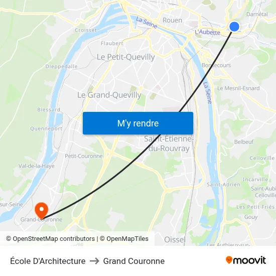 École D'Architecture to Grand Couronne map