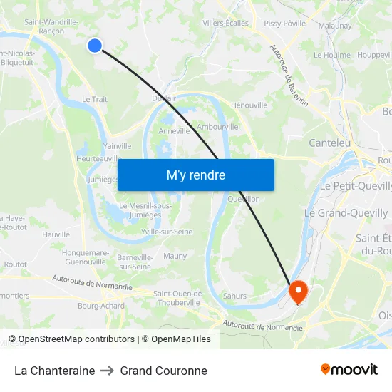 La Chanteraine to Grand Couronne map