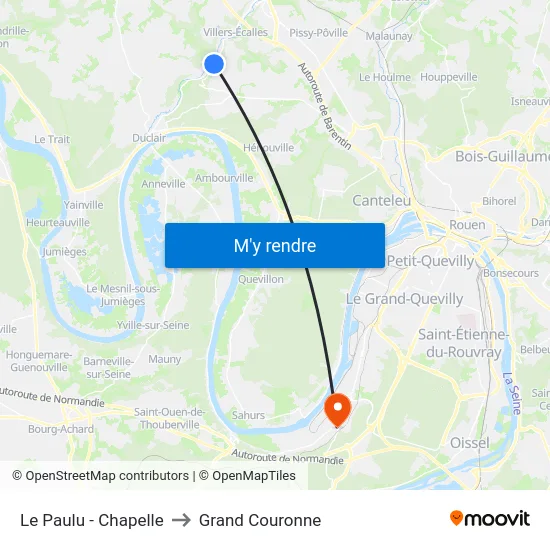 Le Paulu - Chapelle to Grand Couronne map