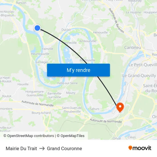 Mairie Du Trait to Grand Couronne map