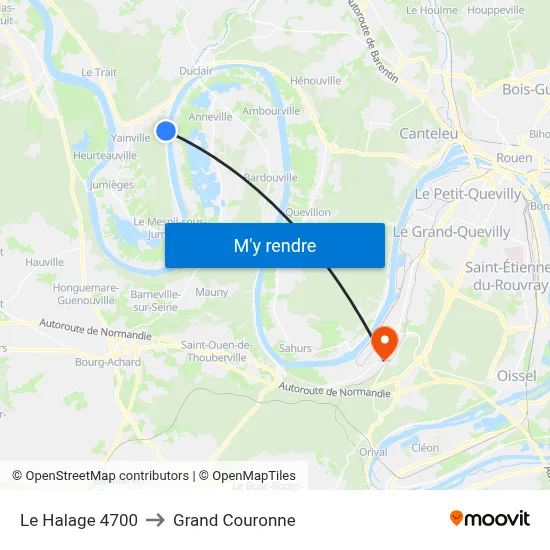 Le Halage 4700 to Grand Couronne map
