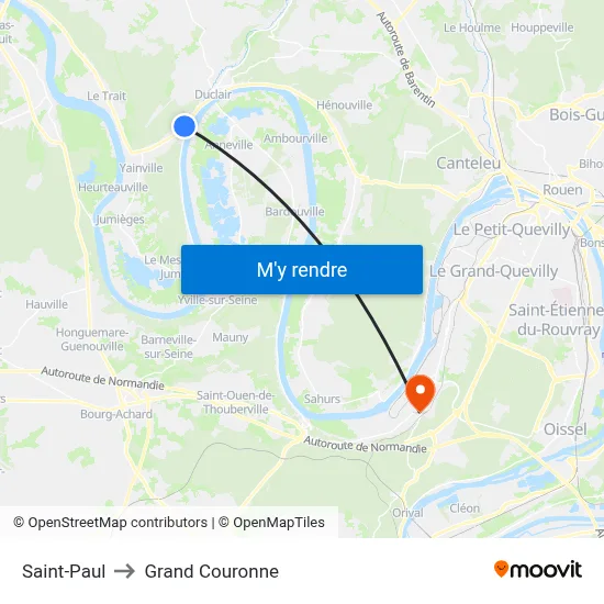 Saint-Paul to Grand Couronne map