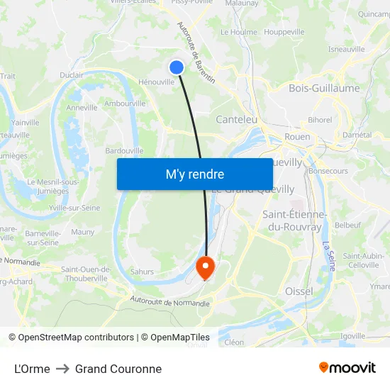 L'Orme to Grand Couronne map