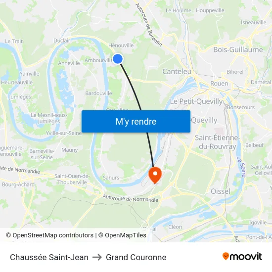 Chaussée Saint-Jean to Grand Couronne map
