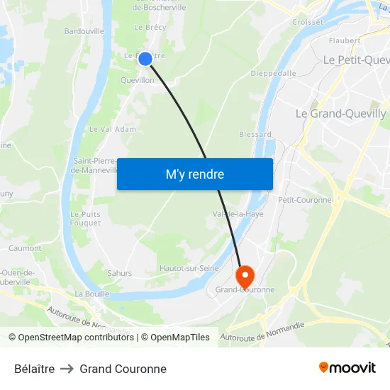 Bélaître to Grand Couronne map
