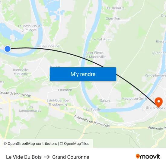 Le Vide Du Bois to Grand Couronne map