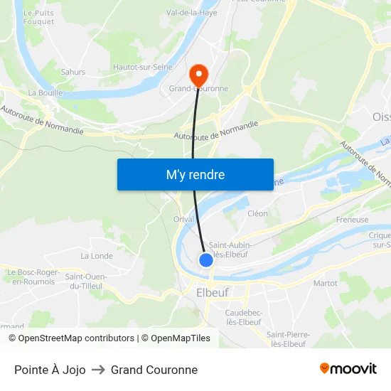 Pointe À Jojo to Grand Couronne map