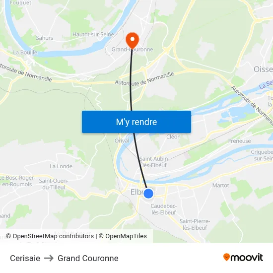 Cerisaie to Grand Couronne map