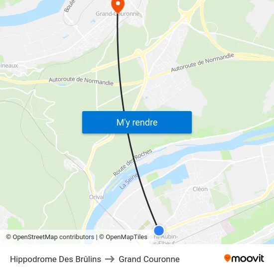 Hippodrome Des Brûlins to Grand Couronne map