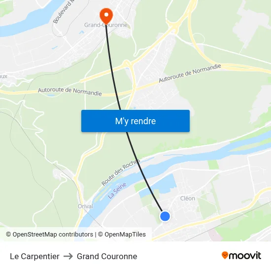 Le Carpentier to Grand Couronne map