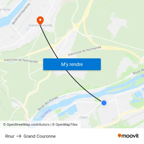 Rnur to Grand Couronne map