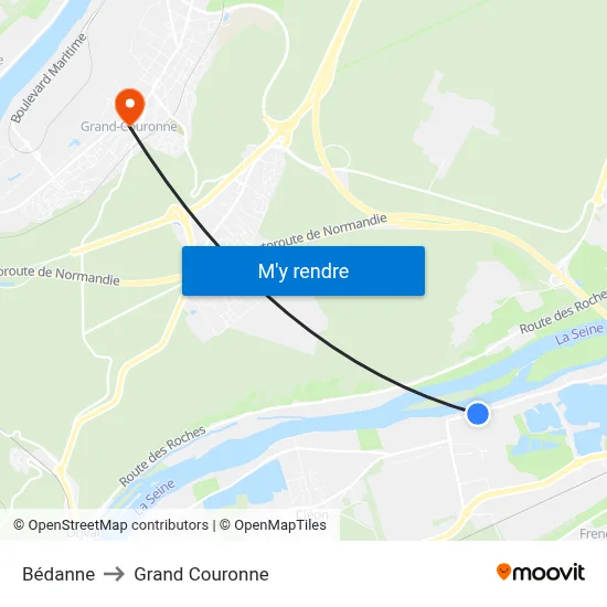 Bédanne to Grand Couronne map