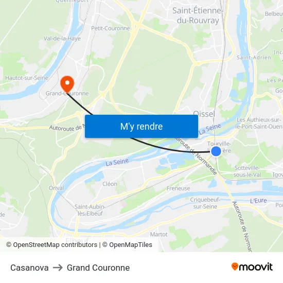 Casanova to Grand Couronne map