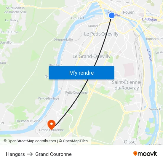Hangars to Grand Couronne map