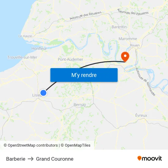 Barberie to Grand Couronne map