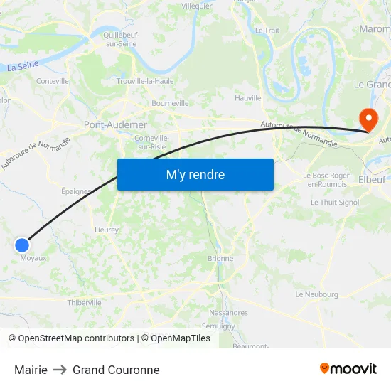 Mairie to Grand Couronne map