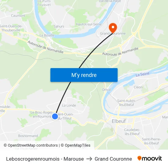 Leboscrogerenroumois - Marouse to Grand Couronne map