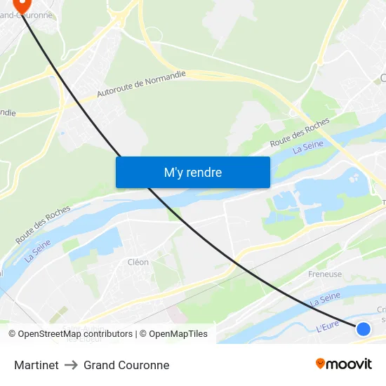 Martinet to Grand Couronne map