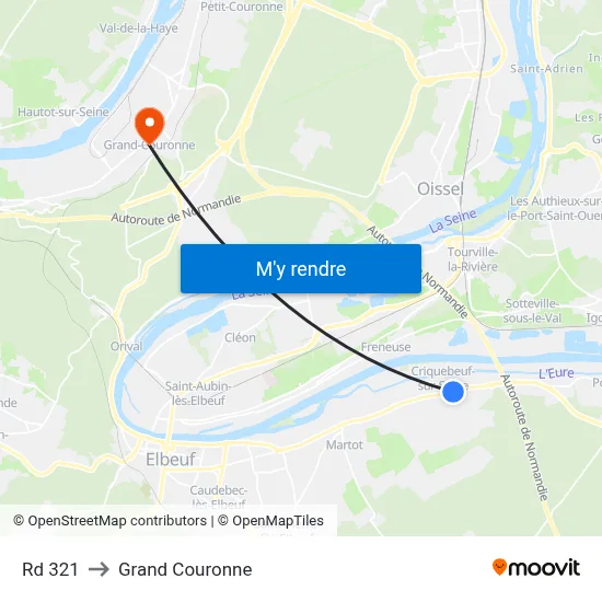 Rd 321 to Grand Couronne map
