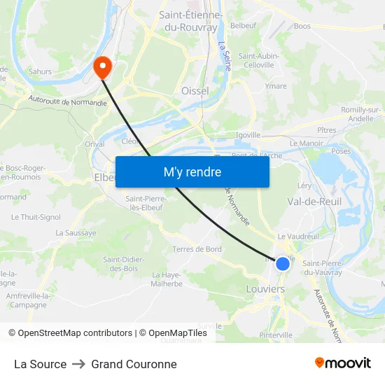 La Source to Grand Couronne map