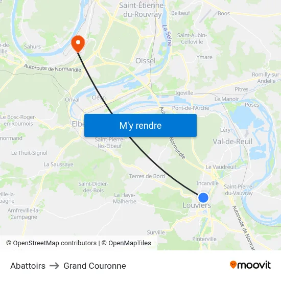 Abattoirs to Grand Couronne map