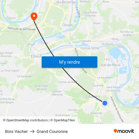 Bois Vacher to Grand Couronne map