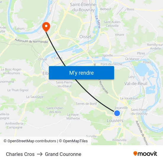 Charles Cros to Grand Couronne map