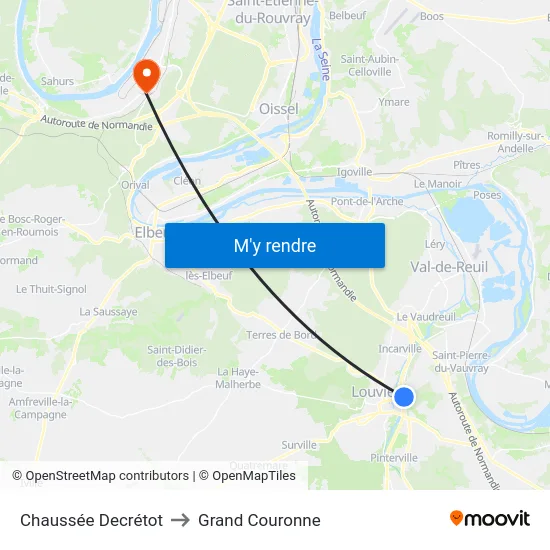 Chaussée Decrétot to Grand Couronne map