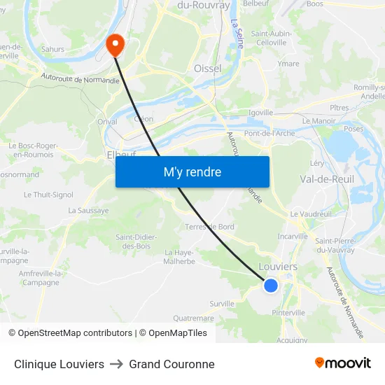 Clinique Louviers to Grand Couronne map