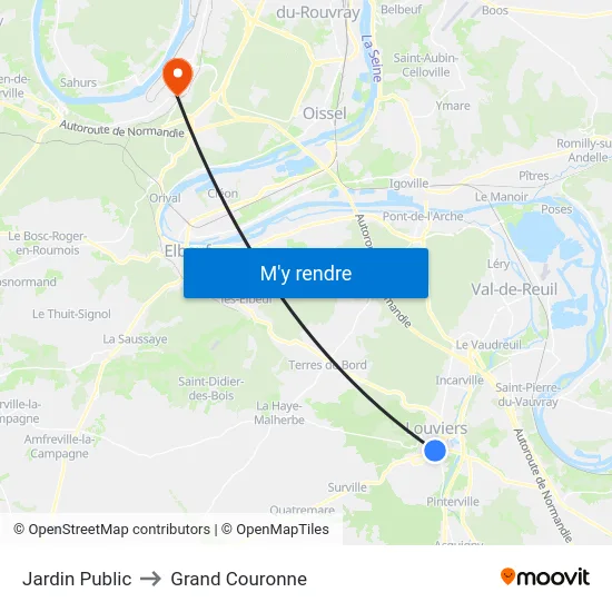 Jardin Public to Grand Couronne map